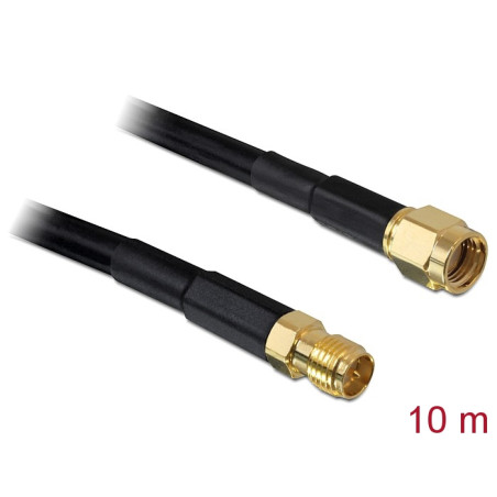 Delock Antennenkabel RP-SMA Stecker - RP-SMA Buchse CFD/RF200 10 m low loss