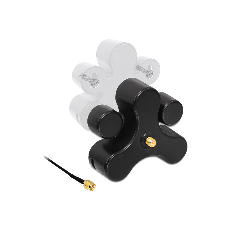 Delock Antennenfuß RP-SMA Buchse zu RP-SMA Stecker mit Anschlusskabel RG-174 1 m schwarz