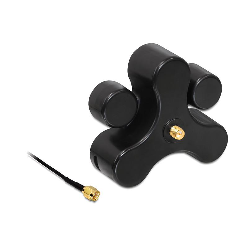 Delock Antennenfuß RP-SMA Buchse zu RP-SMA Stecker mit Anschlusskabel RG-174 1 m schwarz