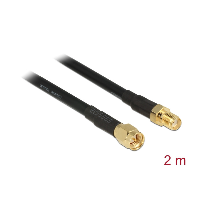 Delock Antennenkabel SMA Stecker - SMA Buchse CFD/RF200 2 m low loss
