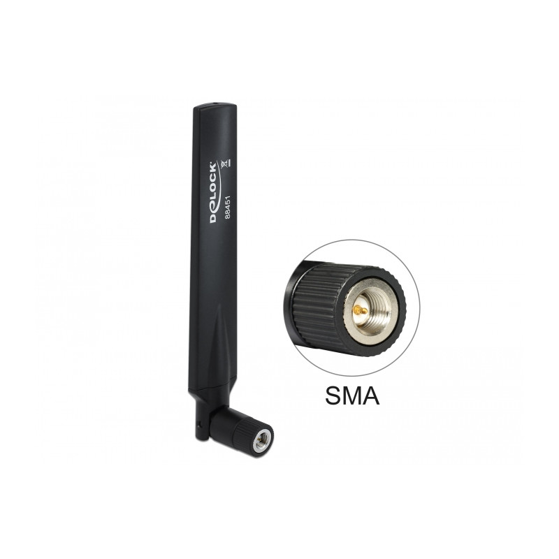 Delock LTE Antenne SMA Stecker 1 - 4 dBi omnidirektional mit Kippgelenk schwarz