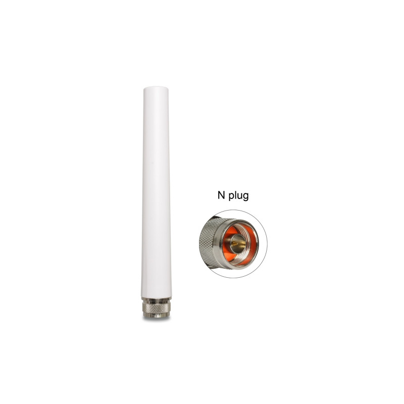 Delock WLAN 802.11 b/g/n Antenne N Stecker 5 dBi omnidirektional starr outdoor weiß