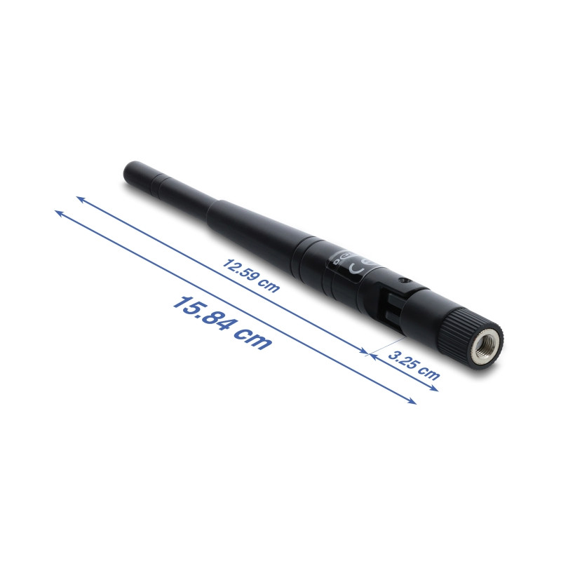 Delock WLAN 802.11 ac/a/h/b/g/n Antenne RP-SMA Stecker 3 dBi omnidirektional mit Kippgelenk schwarz