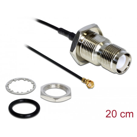 Delock Antennenkabel RP-TNC Buchse zum Einbau zu I-PEX Inc., MHF® I Stecker 1.37 20 cm spritzwassergeschützt