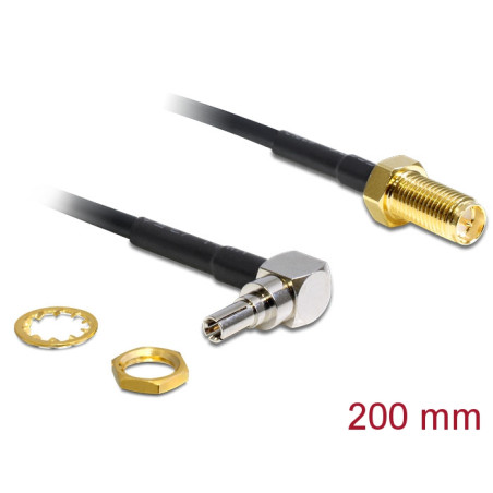 Delock Antennenkabel RP-SMA Buchse zum Einbau zu CRC-9 Stecker 90° 200 mm