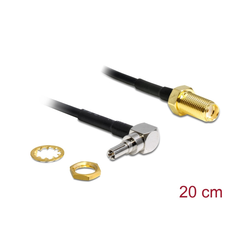 Delock Antennenkabel SMA Buchse zum Einbau - CRC-9 90° Stecker 200 mm