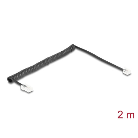 Delock Telefonkabel / Spiralkabel RJ11 Stecker zu RJ45 Stecker schwarz 2 m