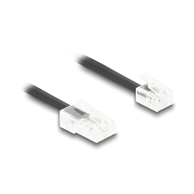 Delock Telefonkabel / Spiralkabel RJ11 Stecker zu RJ45 Stecker schwarz 3 m