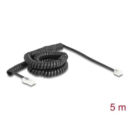Delock Telefonkabel / Spiralkabel RJ11 Stecker zu RJ45 Stecker schwarz 5 m