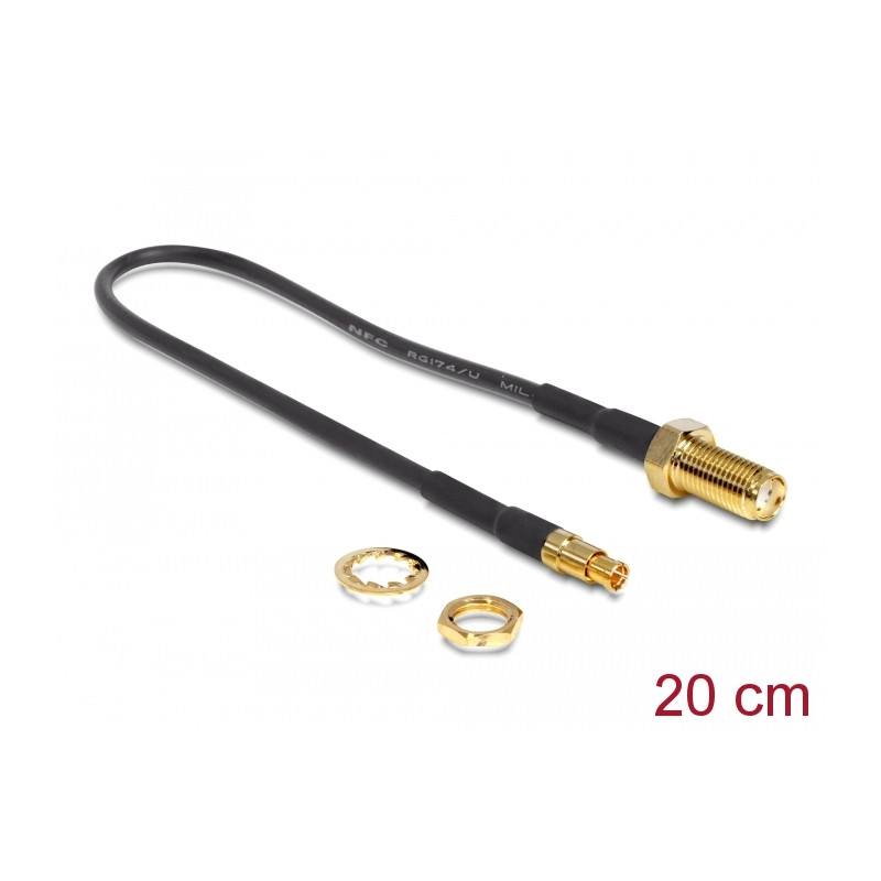 Delock Antennenkabel SMA Buchse zum Einbau - TS-9 Stecker 200 mm