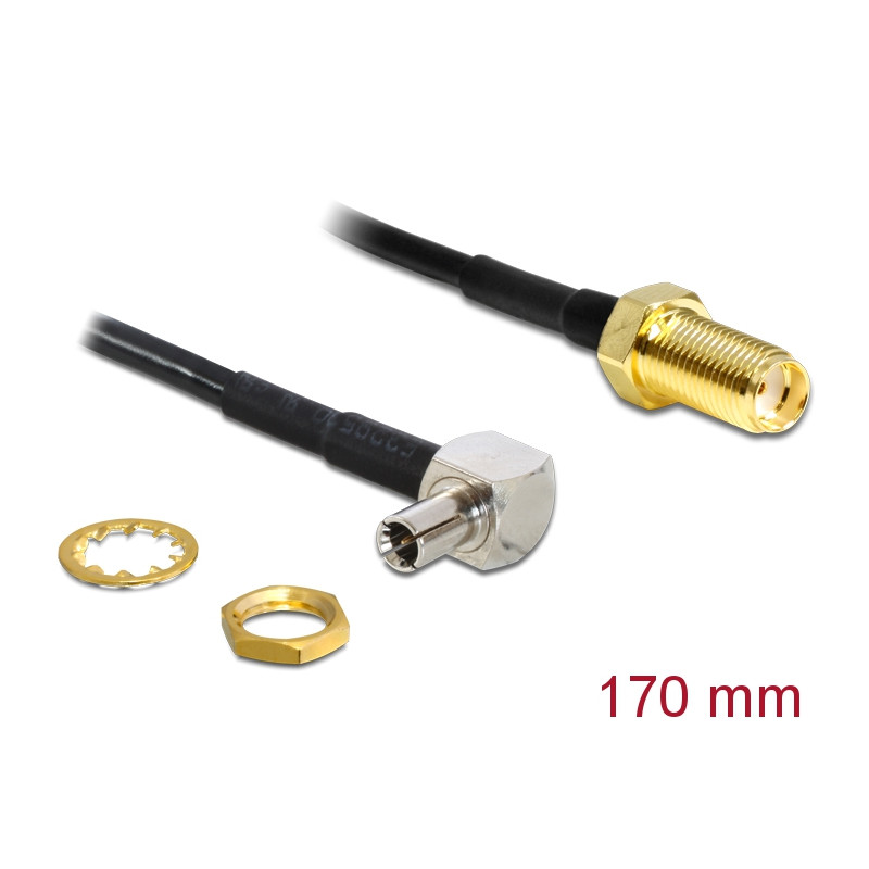 Delock Antennenkabel SMA Buchse zum Einbau - TS-9 90° Stecker 170 mm