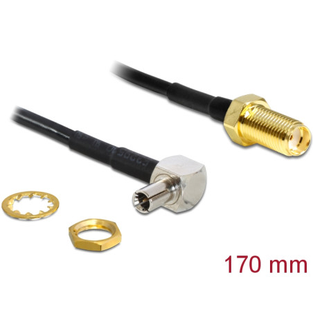 Delock Antennenkabel SMA Buchse zum Einbau - TS-9 90° Stecker 170 mm