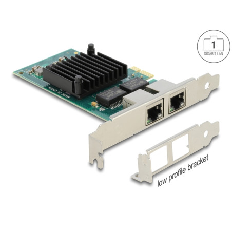 Delock PCI Express x1 Netzwerkkarte Gigabit LAN 2 x RJ45 i350