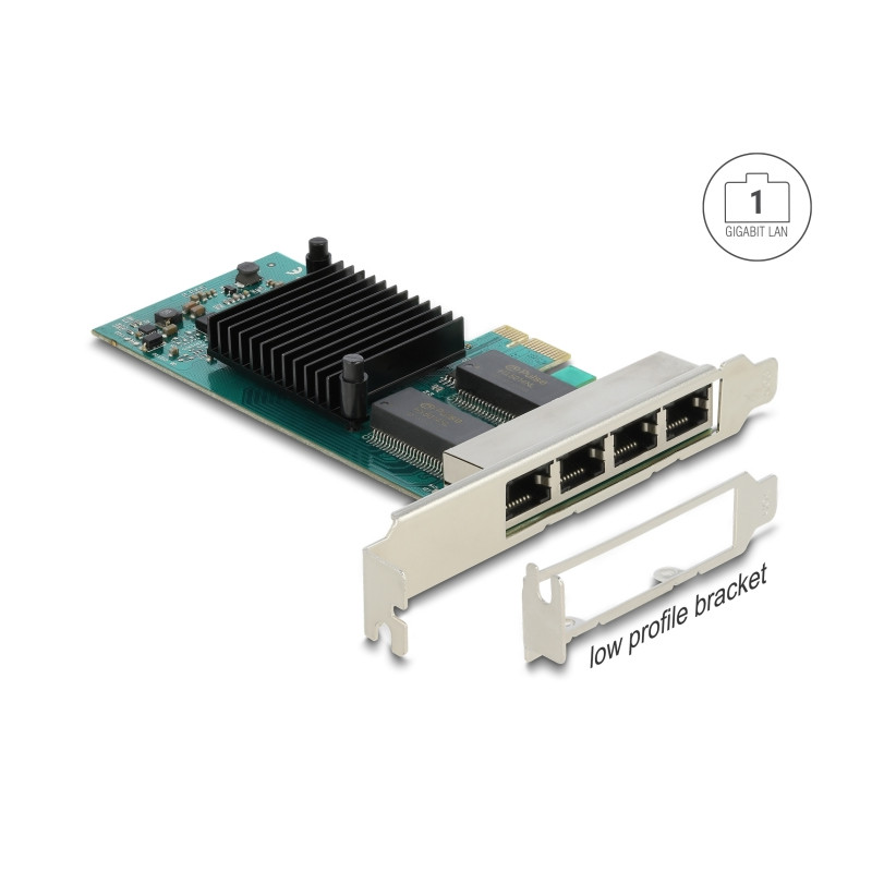 Delock PCI Express x1 Netzwerkkarte Gigabit LAN 4 x RJ45 i350