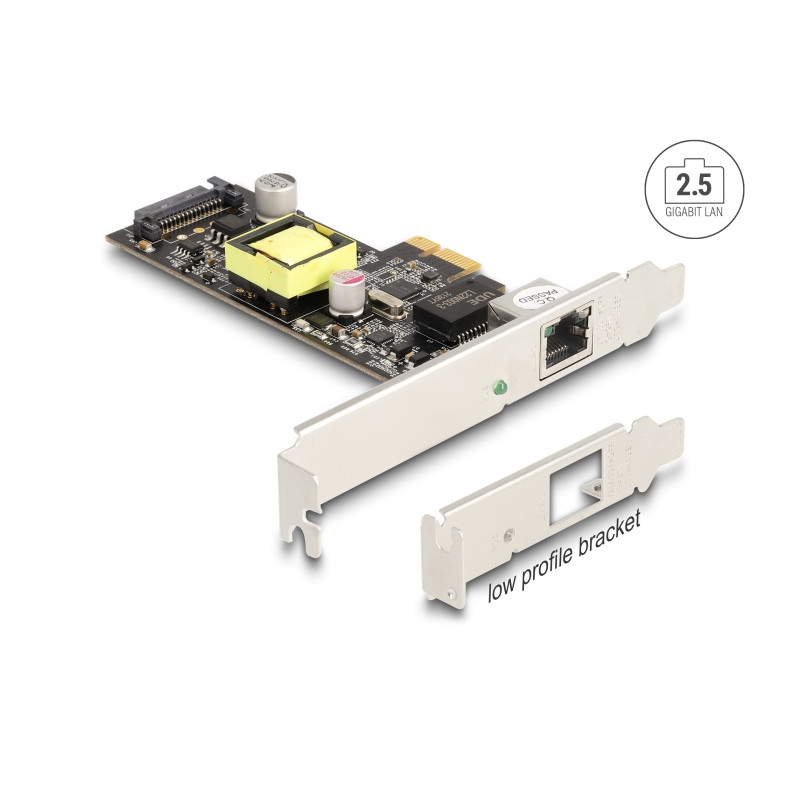 Delock PCI Express x1 Netzwerkkarte 2,5 Gigabit LAN 1 x RJ45 mit PoE+ i225