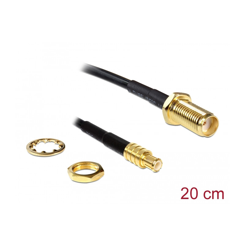 Delock Antennenkabel SMA Buchse zum Einbau - MCX Stecker 200 mm