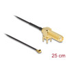Delock Antennenkabel SMA 90° PCB Buchse zum Einbau zu I-PEX Inc., MHF® I Stecker 1.13 25 cm Gewindelänge 15 mm