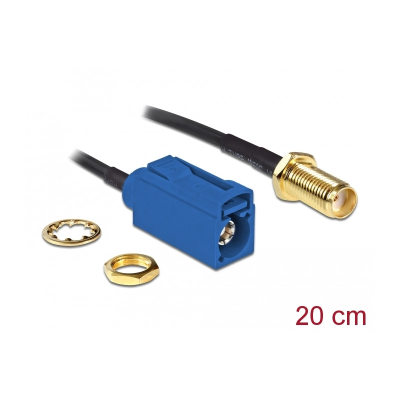 Delock Antennenkabel FAKRA C Buchse - SMA Buchse zum Einbau RG-174 20 cm