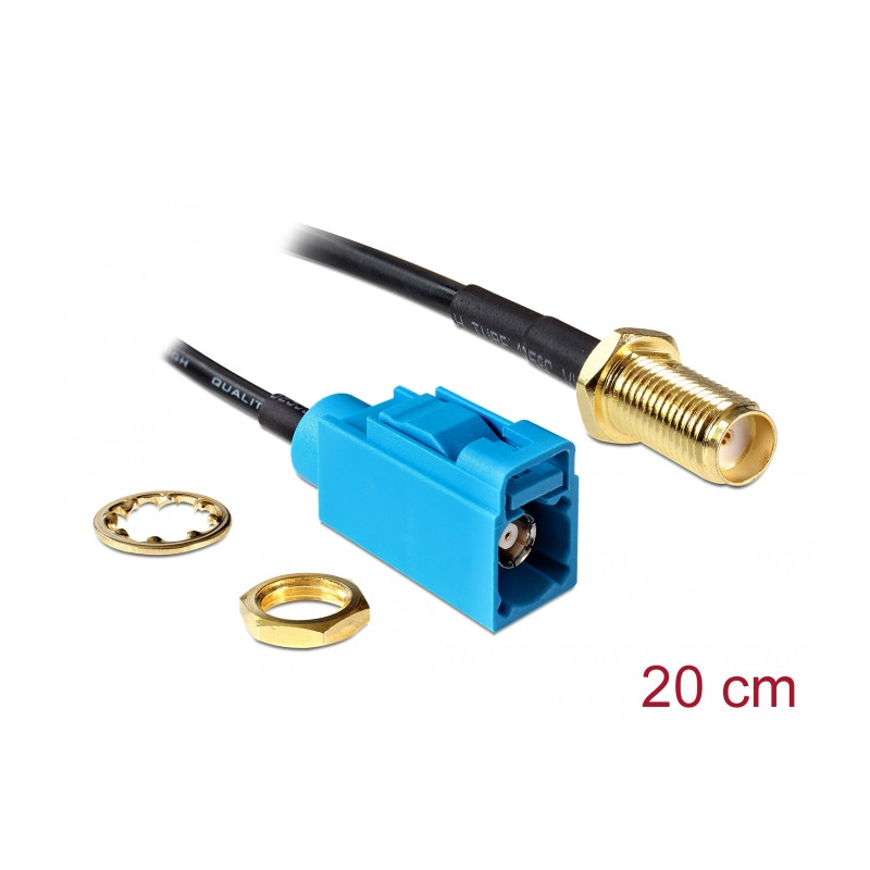 Delock Antennenkabel FAKRA Z Buchse - SMA Buchse zum Einbau RG-174 20 cm