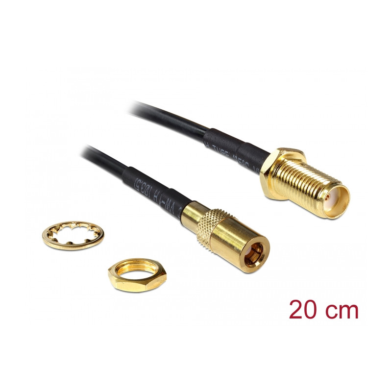 Delock Antennenkabel SMA Buchse zum Einbau - SMB Stecker 200 mm