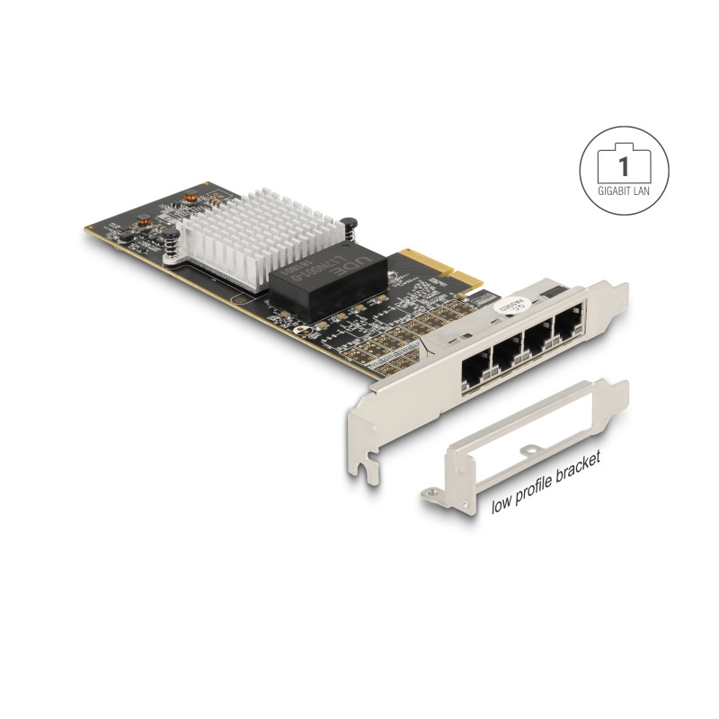 Delock PCI Express x4 Netzwerkkarte Gigabit LAN 4 x RJ45 i350