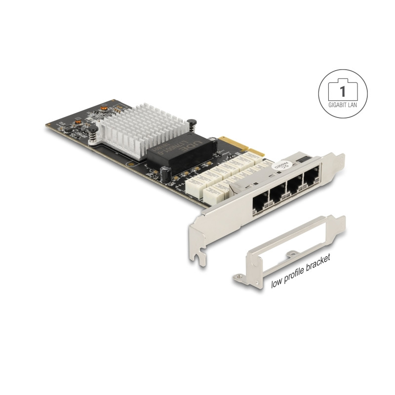 Delock PCI Express x4 Netzwerkkarte Gigabit LAN 4 x RJ45 Port Bypass i350