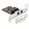 Delock PCI Express x1 Netzwerkkarte Gigabit LAN 2 x RJ45 RTL8111
