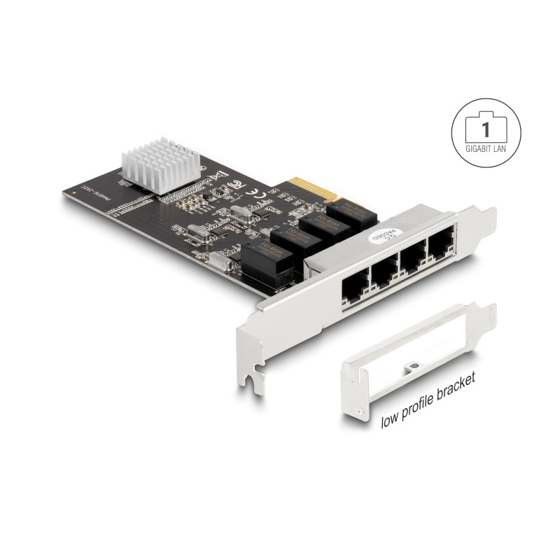 Delock PCI Express x4 Netzwerkkarte Gigabit LAN 4 x RJ45 RTL8111