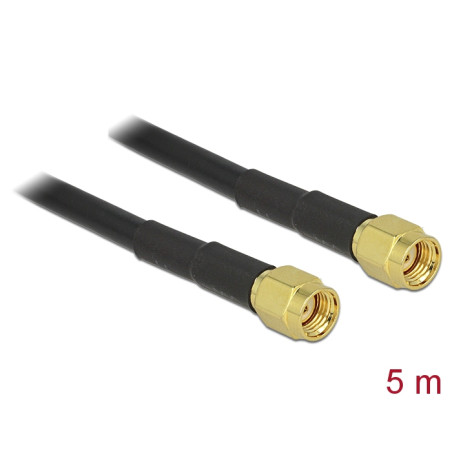 Delock Antennenkabel RP-SMA Stecker - RP-SMA Stecker LMR195 5 m