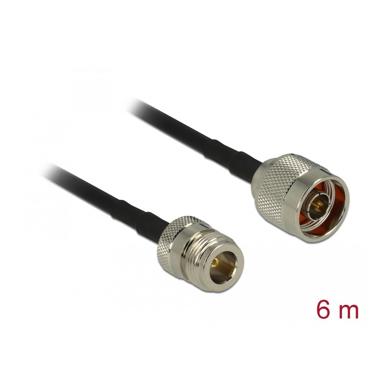 Delock Antennenkabel N Stecker - N Buchse LMR195 RF195 6 m low loss