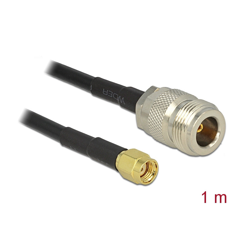 Delock Antennenkabel RP-SMA Stecker - N Buchse LMR195 1 m