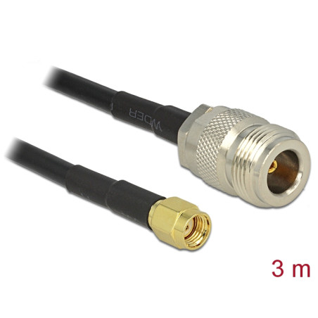 Delock Antennenkabel RP-SMA Stecker - N Buchse LMR195 3 m