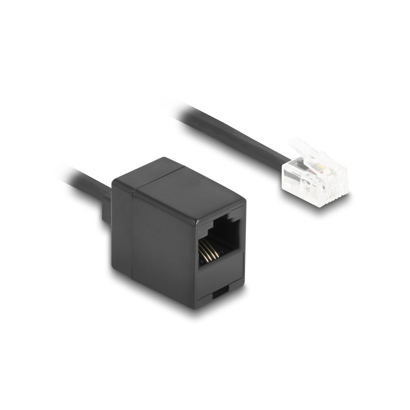 Delock Telefonkabel / Spiralkabel RJ11 Stecker zu RJ45 Buchse schwarz 1 m