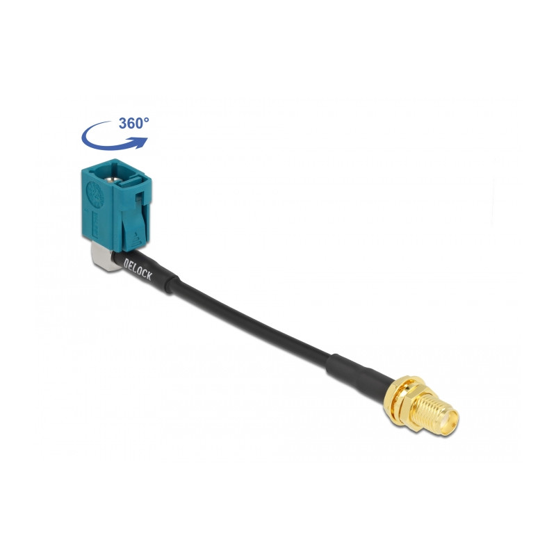 Delock Antennenkabel FAKRA Z Buchse 90° zu SMA Buchse zum Einbau RG-174 10 cm