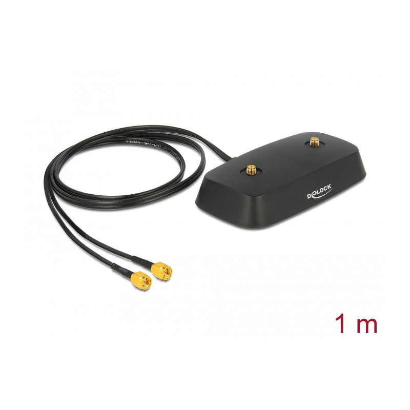 Delock Antennenfuß SMA Stecker - SMA Buchse LTE MIMO 1 m schwarz low loss