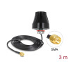 Delock LTE / GSM / UMTS Antenne SMA Stecker 2 dBi starr omnidirektional mit Anschlusskabel (RG-174, 3 m) outdoor schwarz