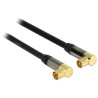 Delock Antennenkabel IEC Stecker gewinkelt - IEC Buchse gewinkelt RG-6/U 1 m schwarz