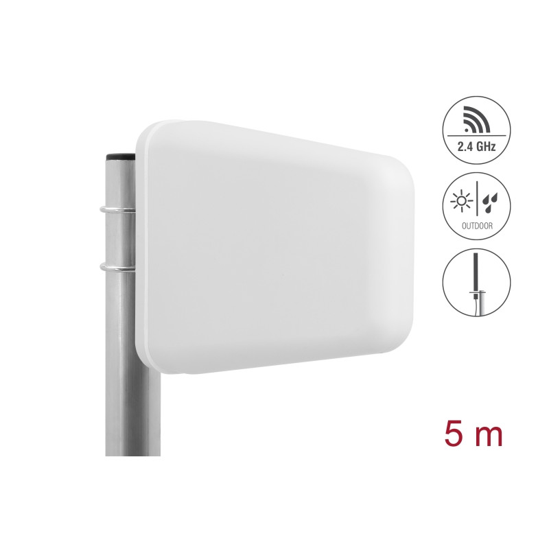 Delock LTE Band 20/1/3/7 Antenne N Buchse 8 ~ 9 dBi 5 m RG-58 direktional weiß outdoor