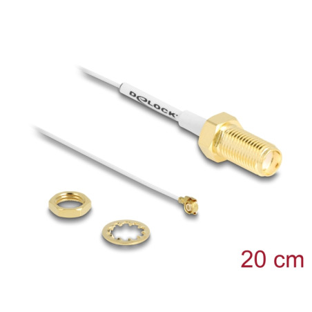 Delock Antennenkabel SMA Buchse zum Einbau zu I-PEX Inc., MHF® III Stecker 0.81 20 cm Gewindelänge 10 mm