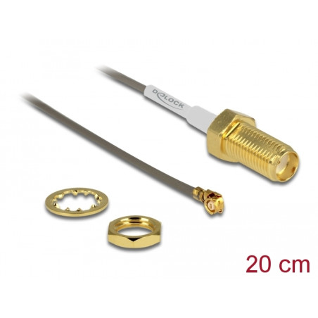 Delock Antennenkabel SMA Buchse zum Einbau zu I-PEX Inc., MHF® I Stecker 1.37 20 cm Gewindelänge 10 mm