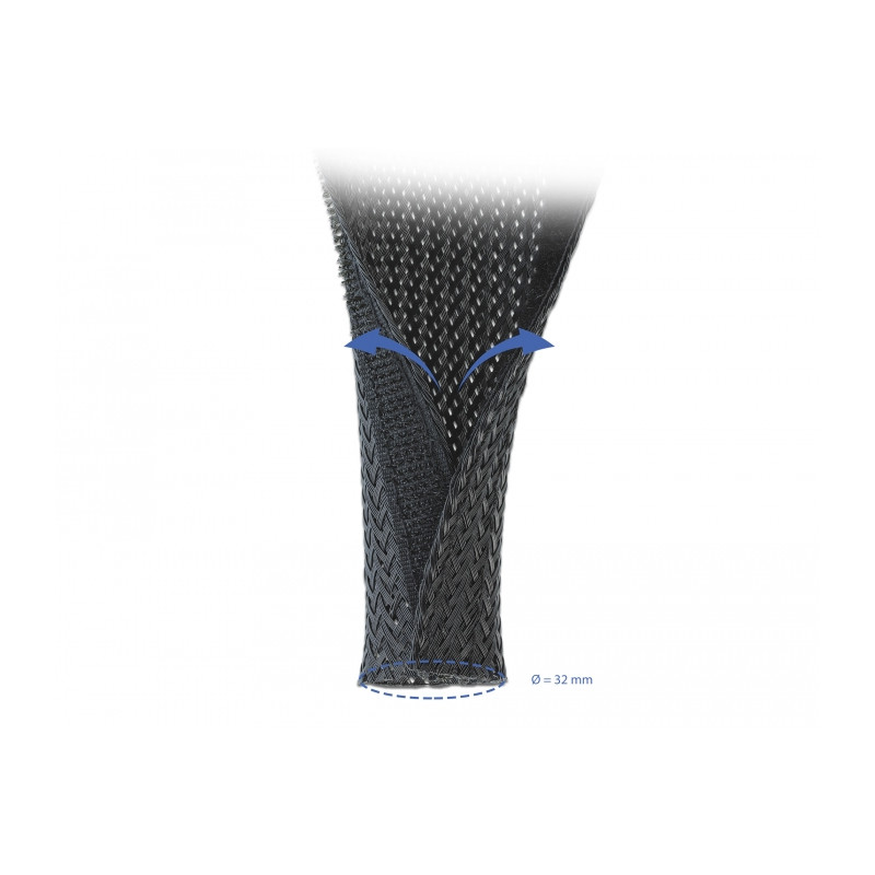 Delock Geflechtschlauch mit Klettverschluss 10 m x 32 mm schwarz