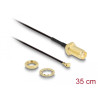 Delock Antennenkabel SMA Buchse zum Einbau zu I-PEX Inc., MHF® I Stecker 1.37 35 cm Gewindelänge 10 mm