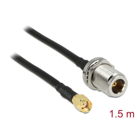 Delock Antennenkabel RP-SMA Stecker - N Buchse zum Einbau 1,5 m