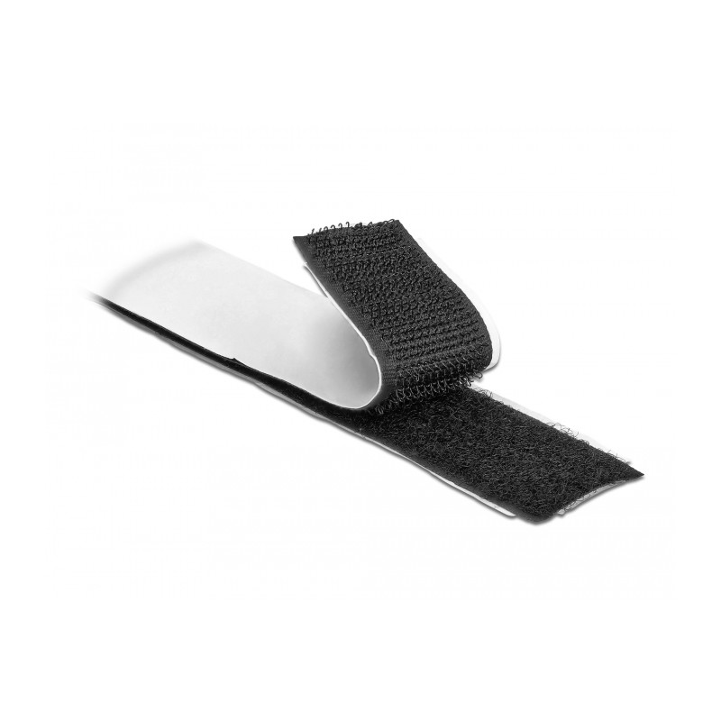 Delock Klettband selbstklebend mit Haft- und Flauschband L 1 m x B 25 mm schwarz