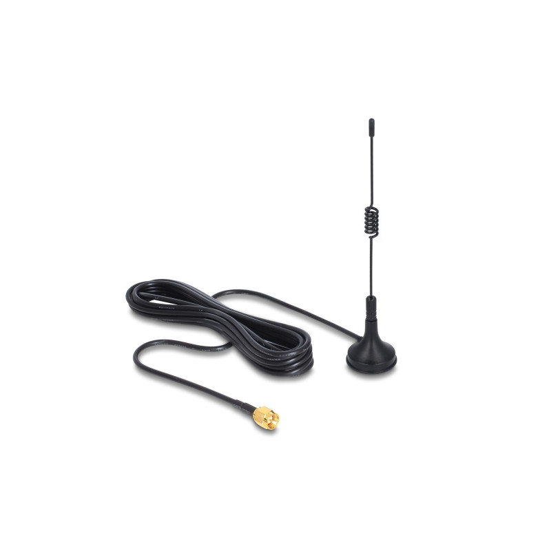Delock ISM 433 MHz Antenne SMA 3 dBi omnidirektional starr mit magnetischem Standfuß schwarz