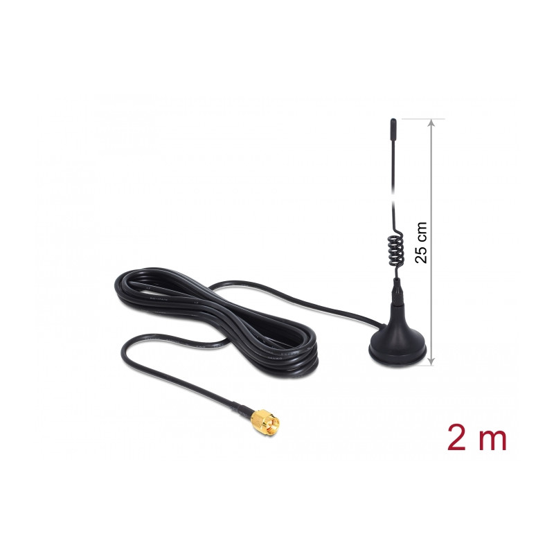 Delock GSM / UMTS Antenne SMA Stecker 3 dBi omnidirektional starr mit magnetischem Standfuß schwarz