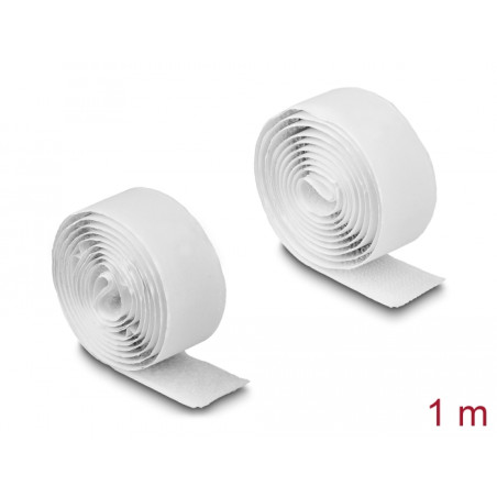 Delock Klettband selbstklebend mit Haft- und Flauschband L 1 m x B 20 mm weiß
