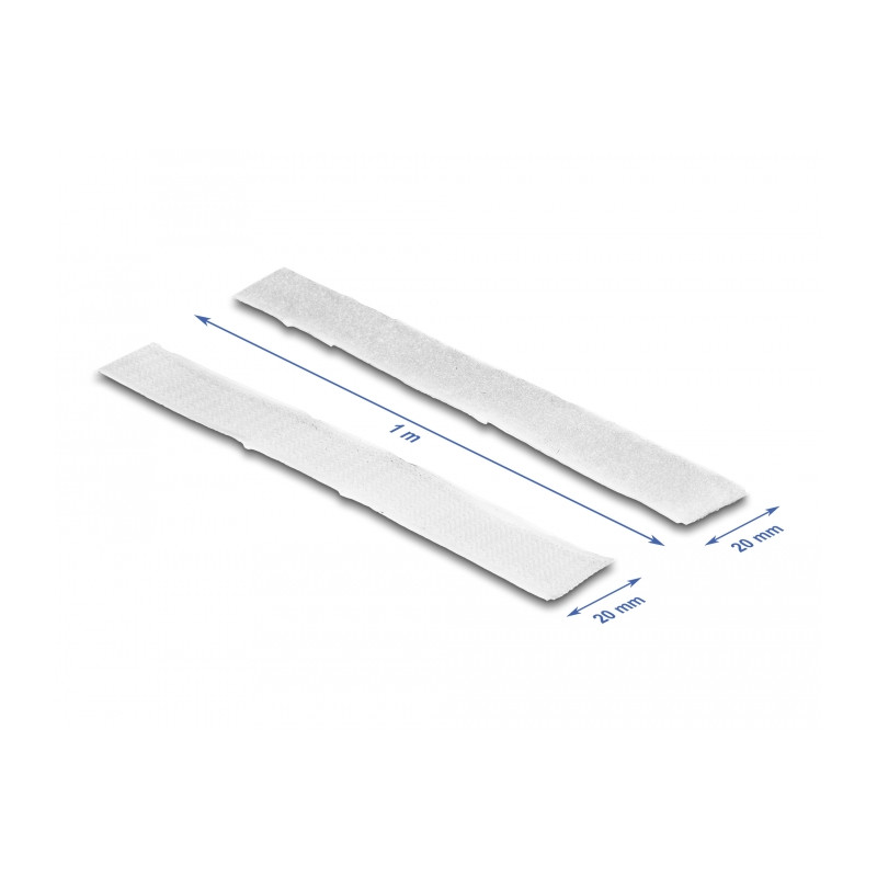 Delock Klettband selbstklebend mit Haft- und Flauschband L 1 m x B 20 mm weiß