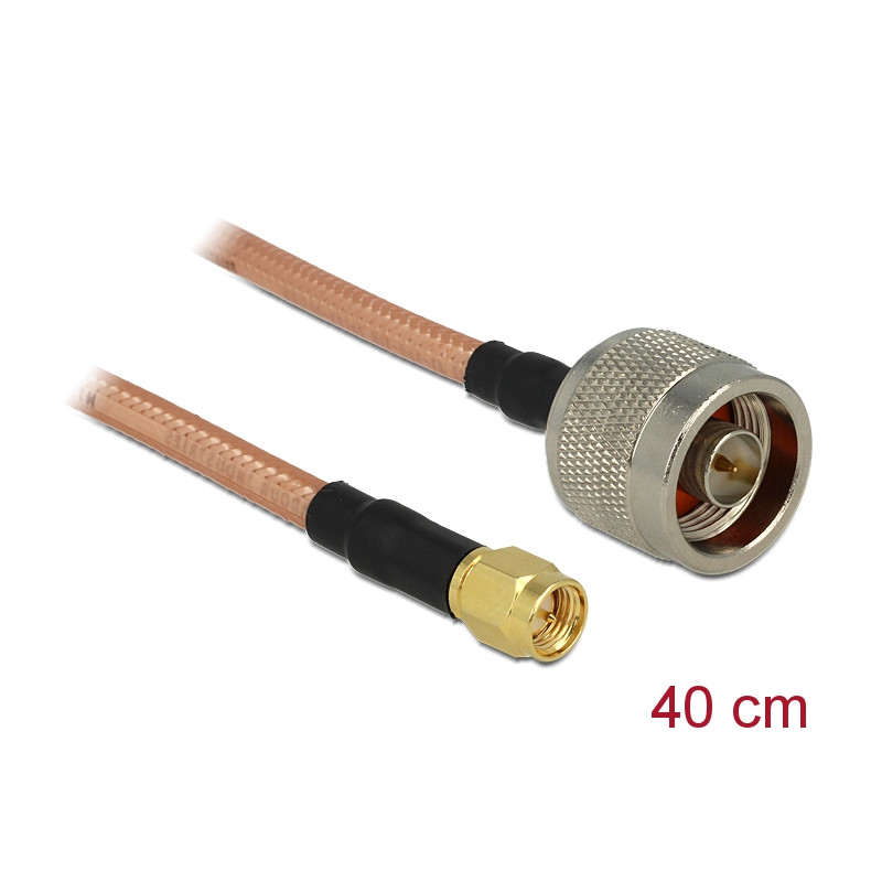 Delock Antennenkabel N Stecker - SMA Stecker RG-142 400 mm low loss