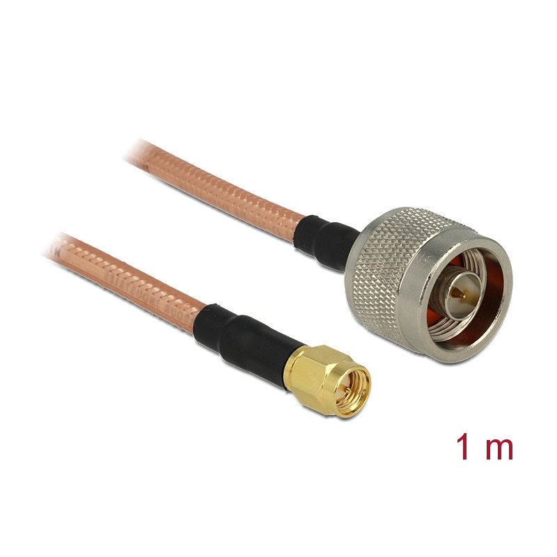 Delock Antennenkabel N Stecker - SMA Stecker RG-142 1 m low loss